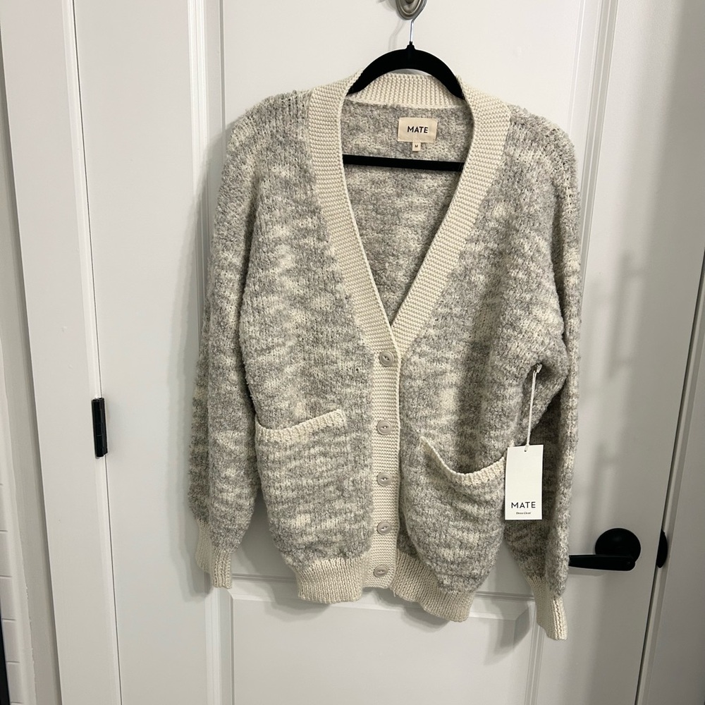 Mate The Label Cotton Loop Oversized Cardigan Sweater